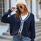 Buttoned V-Neck Long Sleeve Cardigan