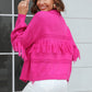 Fringe Trim Open Front Cardigan