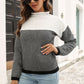 Two-Tone Mock Neck Dropped Shoulder Pullover Sweater