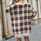 Plaid Distressed V-Neck Sweater Dress