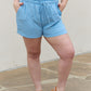 High Waisted Paper bag Shorts in Blue Bell