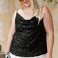 Plus Size Sequin Cowl Neck Cami Top