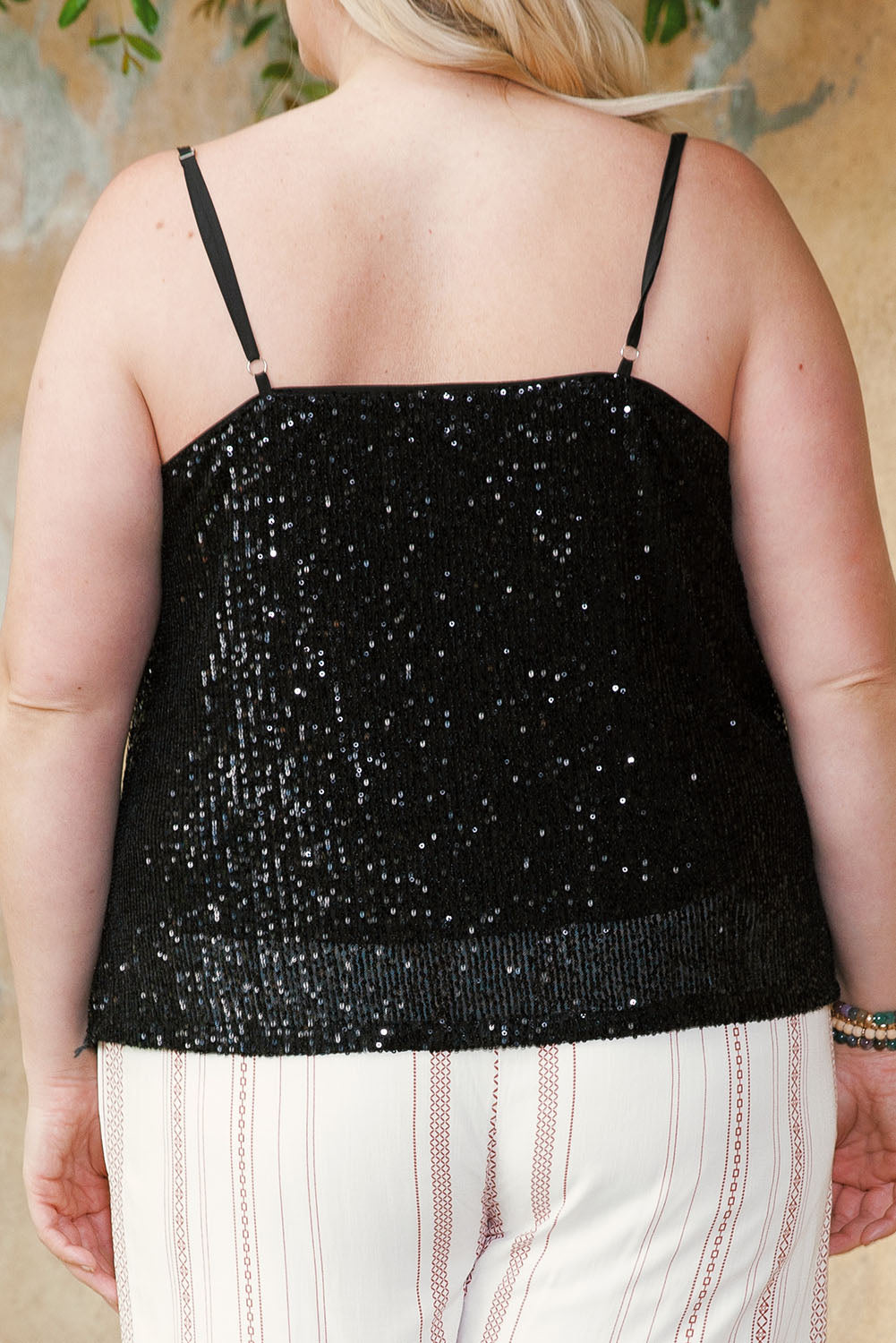 Plus Size Sequin Cowl Neck Cami Top