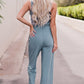 Notched Neck Tank Top and Tie Waist Long Pants Lounge Set