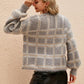 Open Front Plaid Long Sleeve Cardigan