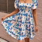 Floral Square Neck Puff Sleeve Dress