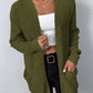 Rib-Knit Open Front Pocketed Cardigan