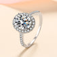 2 Carat Moissanite 925 Sterling Silver Halo Ring