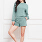 Round Neck Long Sleeve Top and Shorts Set