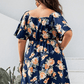 Plus Size Floral Print V-Neck Flutter Sleeve Mini Dress