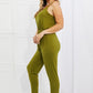 Capella Comfy Casual Full Size Solid Elastic Waistband Jumpsuit in Chartreuse
