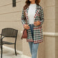 Printed Open Front Lapel Collar Cardigan with Pockets