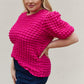 Bubble Textured Puff Sleeve Top