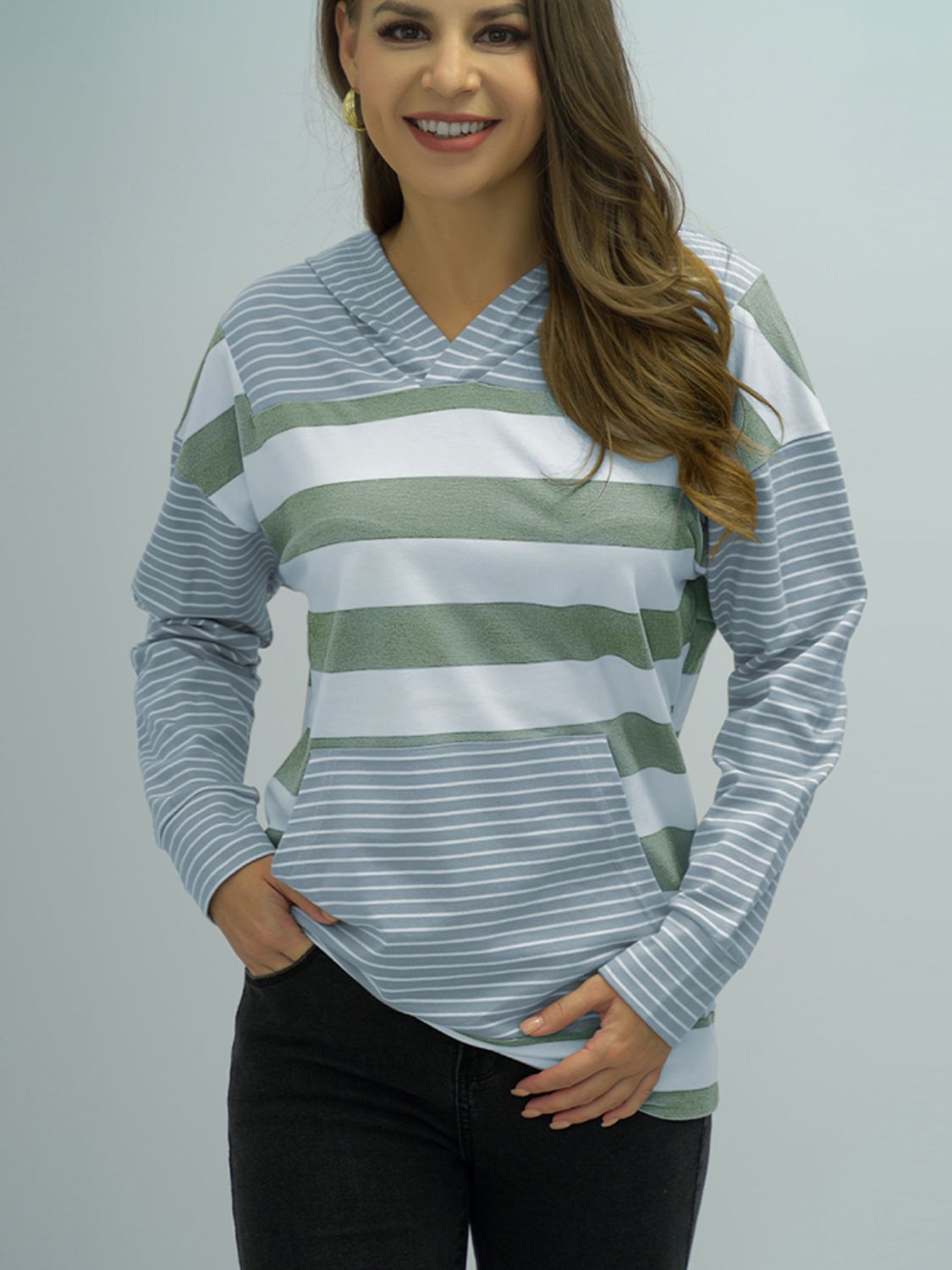 Striped Long Sleeve Hoodie