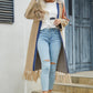 Geometric Fringe Hem Open Front Duster Cardigan