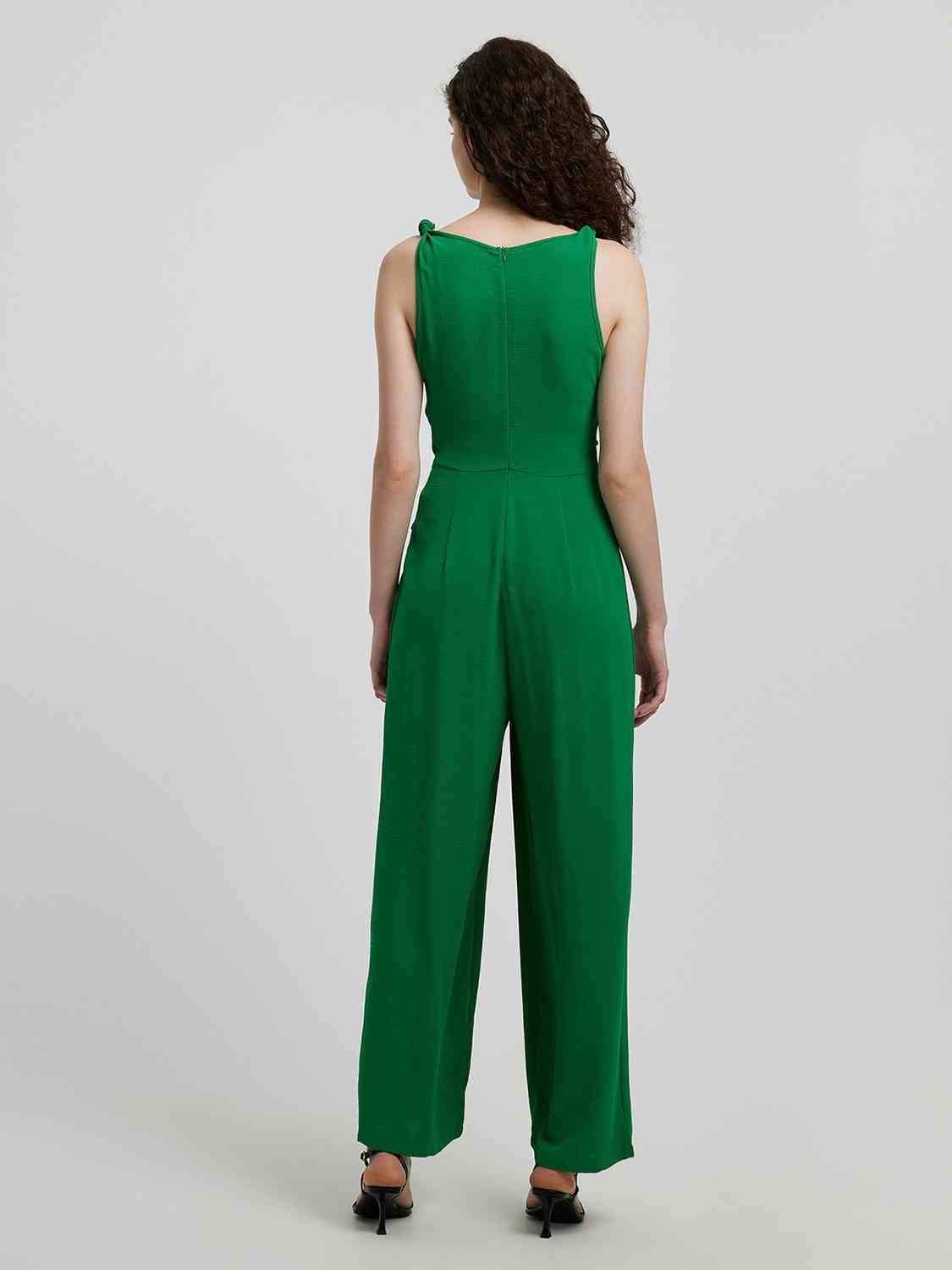 Knot Detail Tie Front Sleeveless Jumpsuit