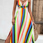 Multicolored Stripe Crisscross Backless Dress