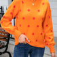 Polka Dot Round Neck Dropped Shoulder Sweater