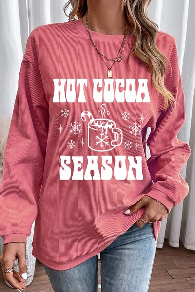 HOT COCOA SEASON Round Neck Sweatshirt