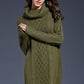 Full Size Mixed Knit Cowl Neck Dropped Shoulder Sweater Dress