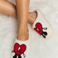 Love Heart Print Plush Slippers
