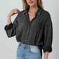 Mineral Wash Crinkle Textured Chest Pockets Shirt