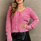 HEYSON Soft Focus Wash Cable Knit Cardigan in Fuchsia