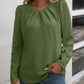 Ruched Round Neck Puff Sleeve Blouse