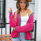 Waffle Knit V-Neck Cardigan with Pocket