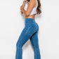 Zip-Up Wide Waistband Long Jeans