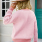 Chevron Ribbed Trim Dropped Shoulder Knit Pullover