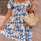 Floral Square Neck Puff Sleeve Dress