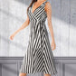 Striped Surplice Tied Sleeveless Dress