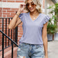 Eyelet Flutter Sleeve Scalloped V-Neck Top