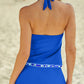 Full Size Halter Neck Swim Top and Ruched Skirt Set