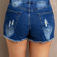 Spliced Lace Distressed Denim Shorts