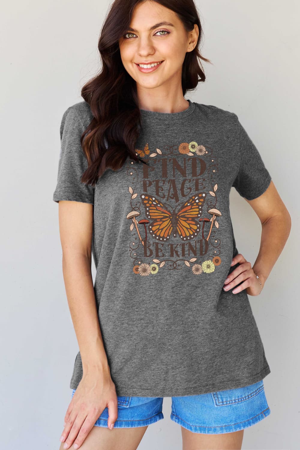 FIND PEACE BE KIND Graphic Cotton T-Shirt