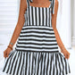 Striped Tie Shoulder Straight Neck Mini Dress