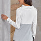 Color Block Raglan Sleeve Drawstring Sweatshirt