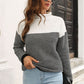 Two-Tone Mock Neck Dropped Shoulder Pullover Sweater