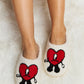 Love Heart Print Plush Slippers