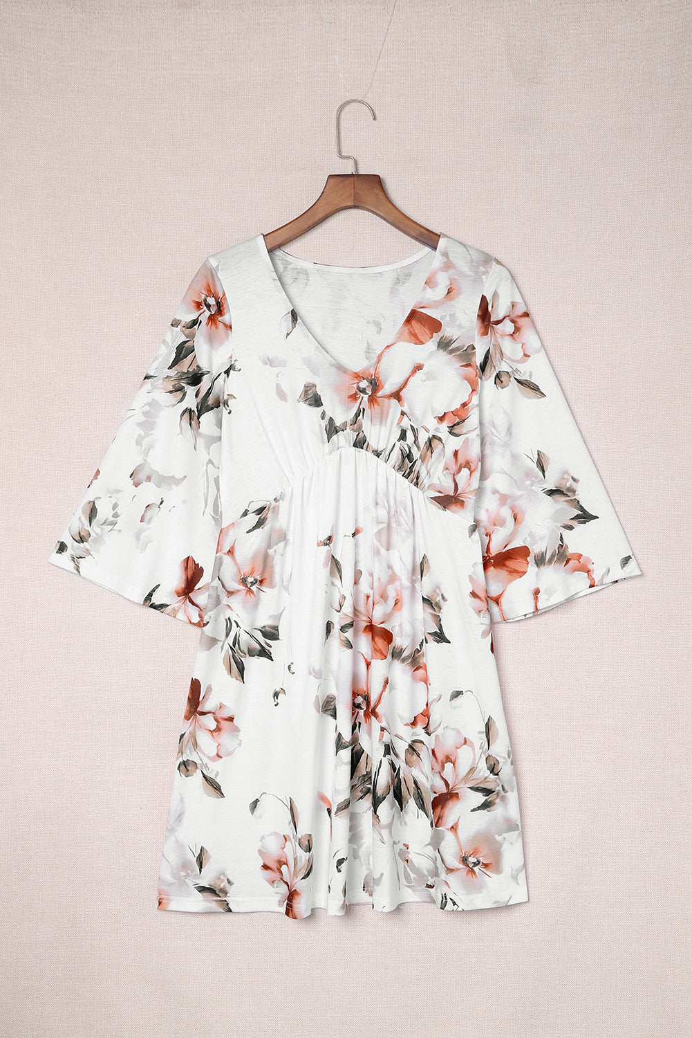 White floral print A-line Mini Dress