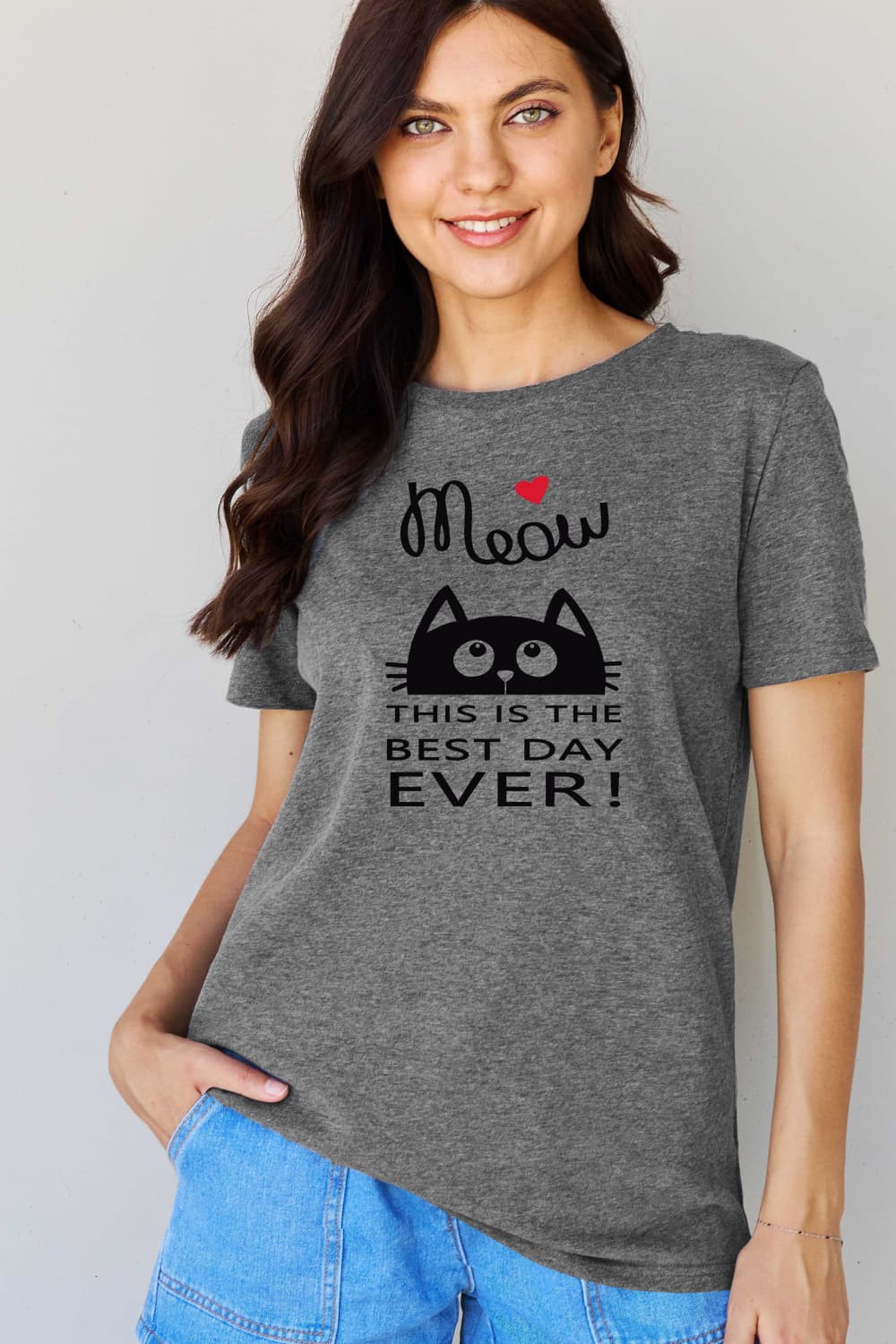 MEOW THIS IS THE BEST DAY EVER! Graphic Cotton T-Shirt