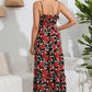 Rose Print Spaghetti Strap Sweetheart Neck Dress