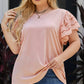 Plus Size Butterfly Sleeve Round Neck Top