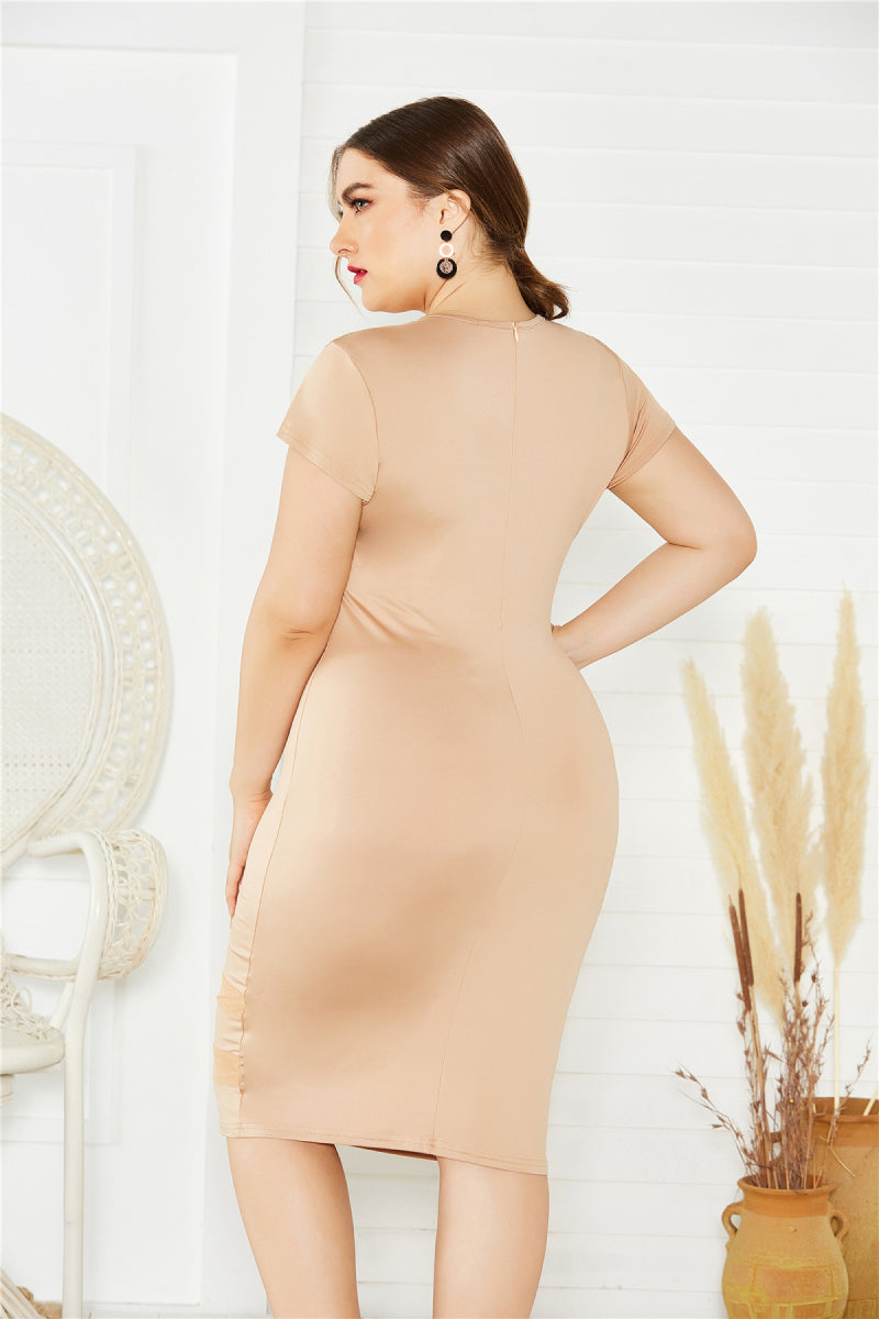 Plus Size Mesh Detail Midi Dress | 3 Colors