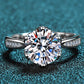 3 Carat Moissanite Rhodium-Plated Side Stone Ring