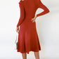 Round Neck Long Sleeve Tie Waist Sweater Dress