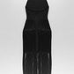 Halter Neck Fringe Dress | Black Color