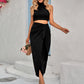 Sleeveless Crop Top and Tied Wrap Skirt Set